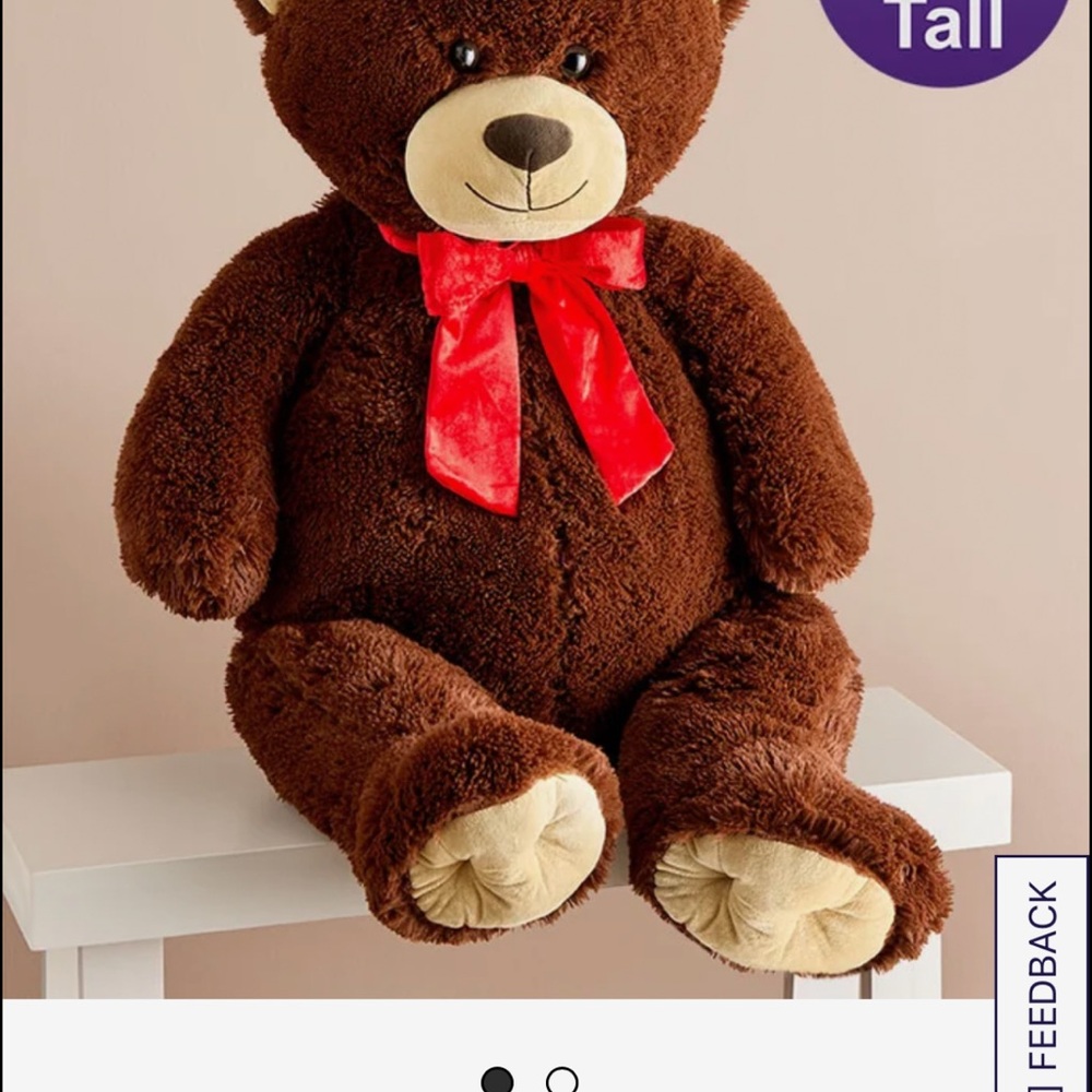 NWT Plush Brown Teddy Bear with Red Bow. Just received as a gift. Never used.